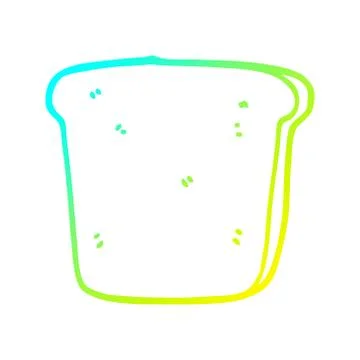 Cold gradient line drawing cartoon slice of bread Stock Illustration