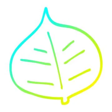 Cold gradient line drawing cartoon leaf Stock Illustration
