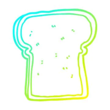 Cold gradient line drawing cartoon slice of bread Stock Illustration