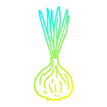 Cold gradient line drawing cartoon sprouting onion Stock-Illustration