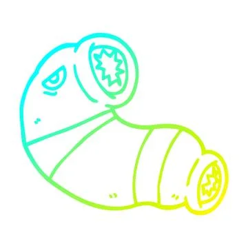 Cold gradient line drawing cartoon monster leech Stock Illustration
