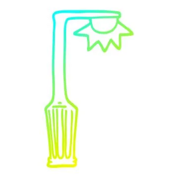 Cold gradient line drawing cartoon lamp post Stock Illustration
