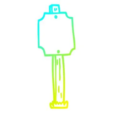 Cold gradient line drawing cartoon blank sign post Stock Illustration