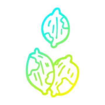 Cold gradient line drawing cartoon nuts in shells Stock Illustration