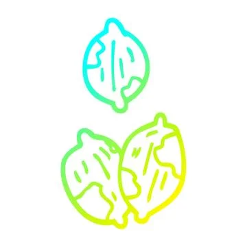 Cold gradient line drawing cartoon nuts in shells Stock Illustration
