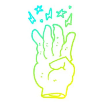 Cold gradient line drawing cartoon spooky magic hand Ilustração Stock