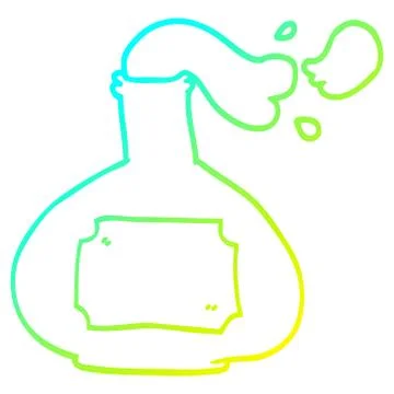 Cold gradient line drawing cartoon smoking potion Stock Illustration