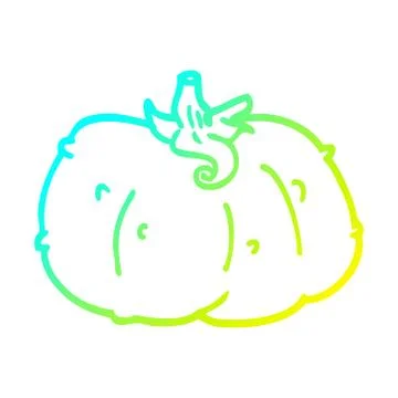 Cold gradient line drawing cartoon pumpkin Illustrazione stock