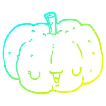 Cold gradient line drawing cartoon pumpkin Illustrazione stock