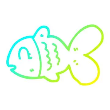 Cold gradient line drawing cartoon fish Stock Illustration