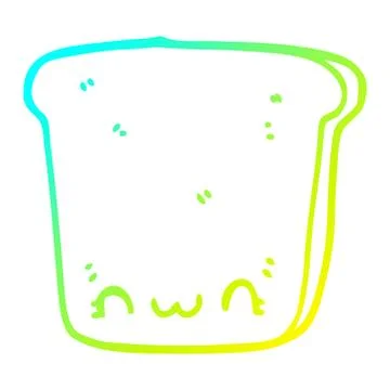 Cold gradient line drawing cartoon slice of bread Stock Illustration