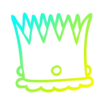 Cold gradient line drawing cartoon royal crown Stock Illustration
