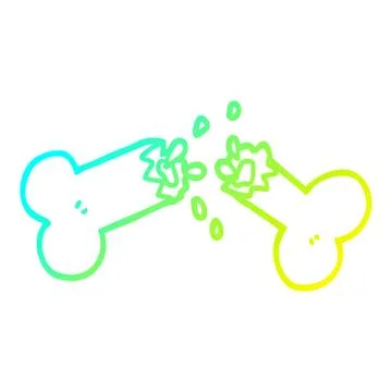 Cold gradient line drawing cartoon snapped bone Illustrazione stock