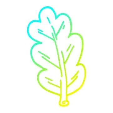 Cold gradient line drawing cartoon leaf Stock Illustration
