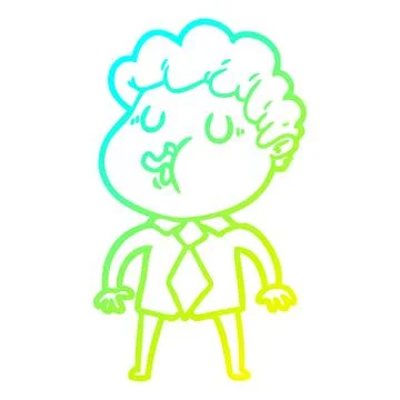 Cold gradient line drawing cartoon man singing Illustrazione stock