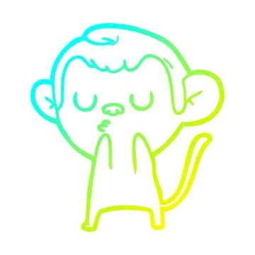 Cold gradient line drawing cartoon monkey Stock Illustration