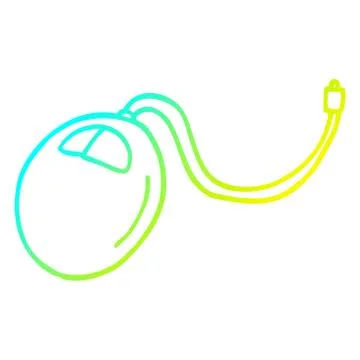 Cold gradient line drawing cartoon old computer mouse Stock Illustration