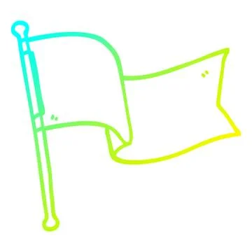 Cold gradient line drawing cartoon white flag waving Ilustração Stock