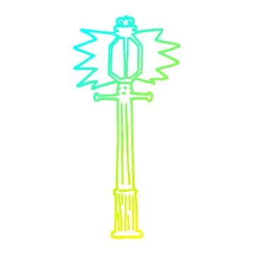 Cold gradient line drawing cartoon lamp post Stock Illustration