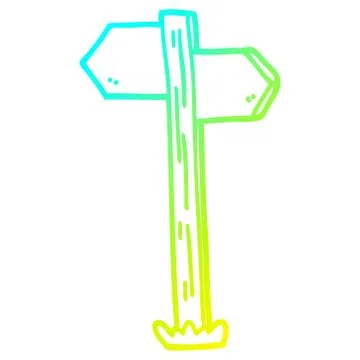 Cold gradient line drawing cartoon sign posts Stock Illustration