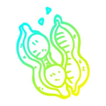 Cold gradient line drawing cartoon peanuts in shell Stock Illustration