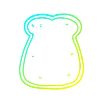 Cold gradient line drawing cartoon slice of bread Stock Illustration