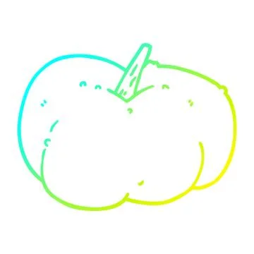 Cold gradient line drawing cartoon pumpkin squash Stock-Illustration