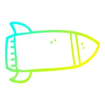 Cold gradient line drawing cartoon red rocket Stock Illustration