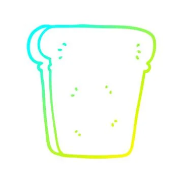 Cold gradient line drawing cartoon slice of bread Stock Illustration