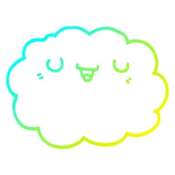 Cold gradient line drawing cartoon cloud 스톡 일러스트