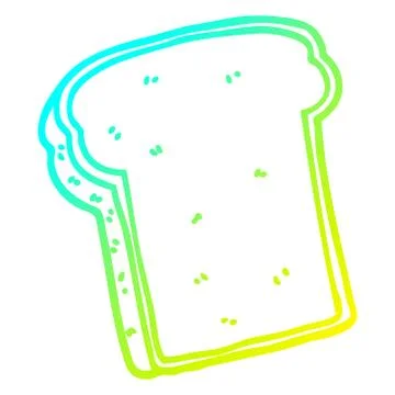 Cold gradient line drawing cartoon slice of bread Stock Illustration