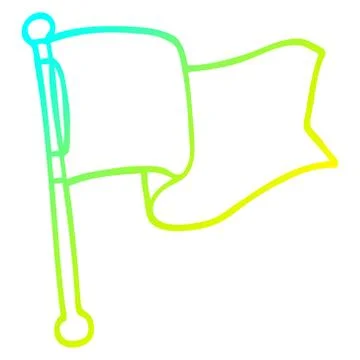 Cold gradient line drawing cartoon white flag waving Ilustração Stock