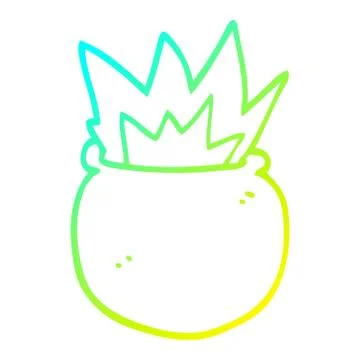 Cold gradient line drawing cartoon exploding cauldron Ilustração Stock
