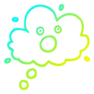 Cold gradient line drawing cartoon screaming thought cloud イラスト素材