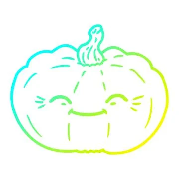 Cold gradient line drawing cartoon pumpkin Illustrazione stock