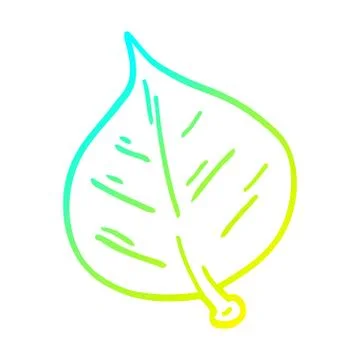 Cold gradient line drawing cartoon leaf Stock Illustration