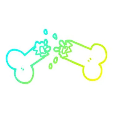 Cold gradient line drawing cartoon snapped bone Illustrazione stock