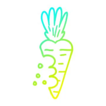 Cold gradient line drawing cartoon carrot with bite marks Stock Illustration
