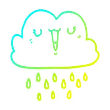 Cold gradient line drawing cartoon storm cloud 스톡 일러스트