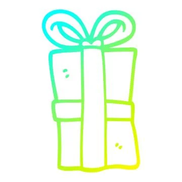 Cold gradient line drawing cartoon christmas present Ilustración de archivo