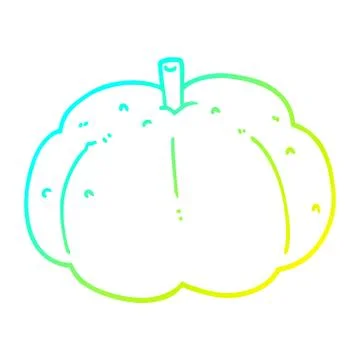 Cold gradient line drawing cartoon pumpkin Illustrazione stock