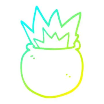Cold gradient line drawing cartoon exploding cauldron Illustrazione stock