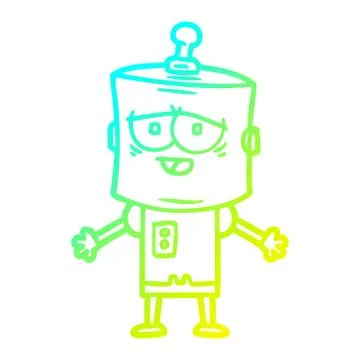 Cold gradient line drawing cartoon robot 스톡 일러스트