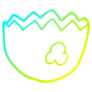 Cold gradient line drawing cartoon cracked eggshell Stock Illustration
