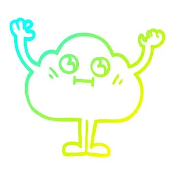 Cold gradient line drawing cartoon dark cloud character 스톡 일러스트