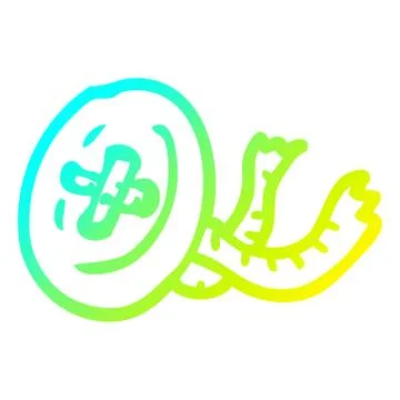 Cold gradient line drawing cartoon old button Stock Illustration