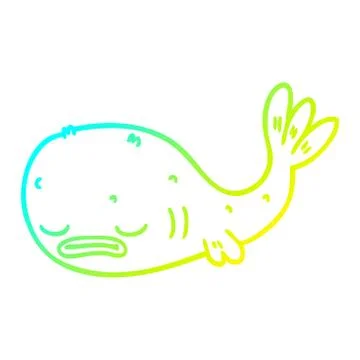 Cold gradient line drawing cartoon fish Stock Illustration