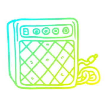 Cold gradient line drawing cartoon retro speaker system Stock Illustration