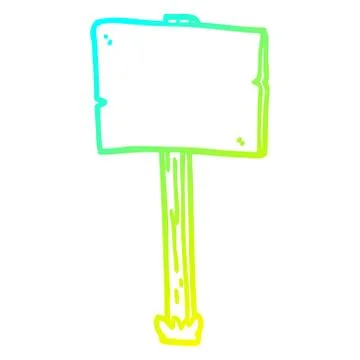 Cold gradient line drawing cartoon sign post Stock Illustration