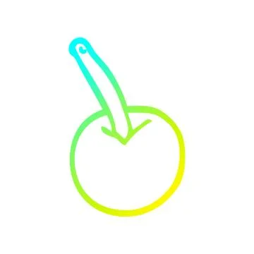 Cold gradient line drawing cartoon cherry Stock Illustration